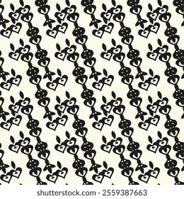 Valentine's Day hearts pattern. Celtic seamless pattern. Abstract graphic wallpaper. Vector tileable illustration. Interlaced geometric ornament.