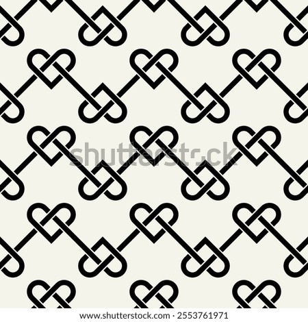 Valentine's Day hearts pattern. Celtic seamless pattern. Abstract graphic wallpaper. Vector tileable illustration. Interlaced geometric ornament.