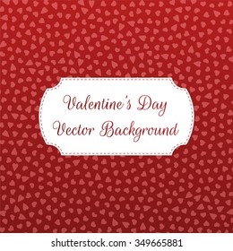 Valentines Day Hearts Pattern on red Background. Vector Illustration