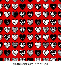 Valentines day hearts. Seamless pattern.