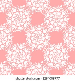 Valentine's Day hearts. Seamless pattern. White on pink.