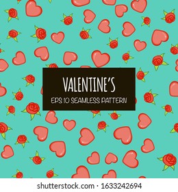 Valentine's Day Hearts seamless pattern. Cartoon style. Vector illustration