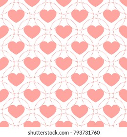 Valentines day hearts seamless pattern background love typography holiday romantic wedding gift card vector illustration. Romance valentine heart greeting label. February cupid marriage shape.