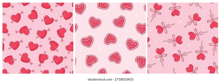Valentinstag Herzen nahtlose Muster Sammlung für Tapete, Papier, Hintergründe, Banner, Textil-Prints, Urlaub Dekor, Schreibwaren, etc. EPS 10