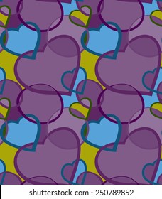 Valentines day hearts seamless vector texture. Blue and violet