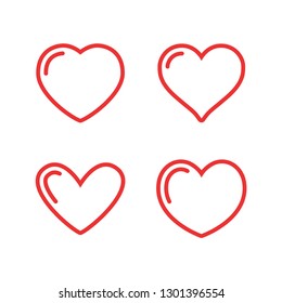 Valentine's day hearts. Set of vector heart icons, love symbol