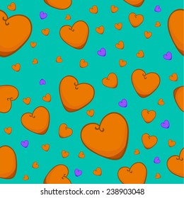 Valentine's Day hearts and snowflakes pattern, substrate to the postcard, vector
