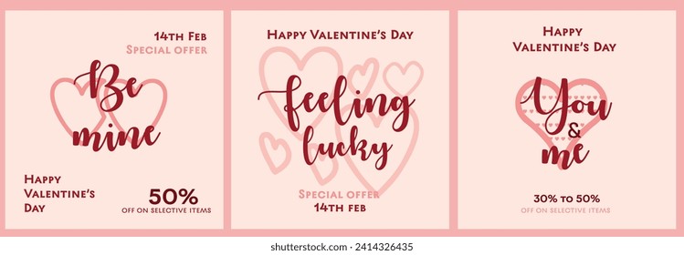 Valentine's day  hearts social media promotion offer Ad, poster, banner, invitation web, template , greeting 