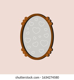 The Valentine`s Day hearts someone`s drawn on the mirror