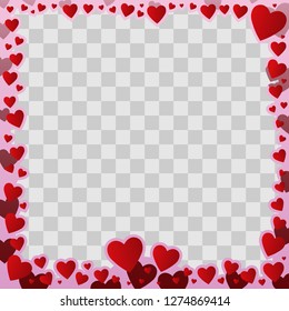 Valentines day hearts square frame. Vector eps10.