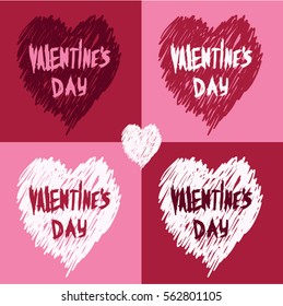 Valentine's day hearts stickers. Vector illustration.