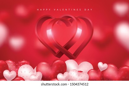 Valentines day hearts vector background. Happy valentines day greeting card banner design. Vector illustration