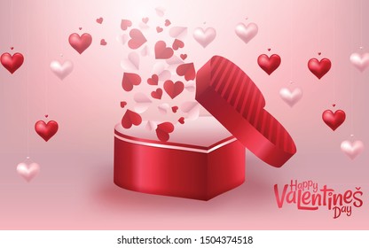 Valentines day hearts vector background. Happy valentines day greeting card banner design. Vector illustration