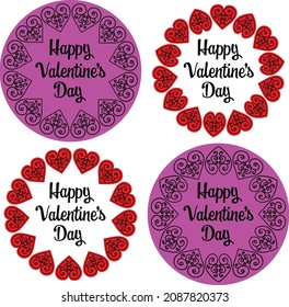 Valentines Day hearts vector circle graphics