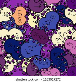 Valentines day hearts. Vector illustration. Texture background texture. Violet, black and beige.