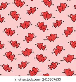 Patrón sin fisuras de corazones de San Valentín.