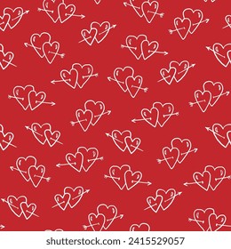 Valentine's day hearts vector seamless pattern.