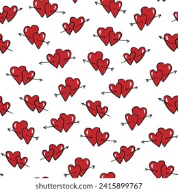 Valentine's day hearts vector seamless pattern.
