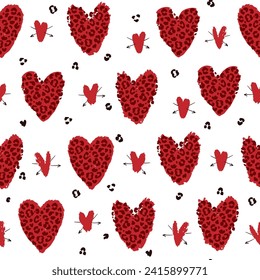 Valentine's day hearts vector seamless pattern.