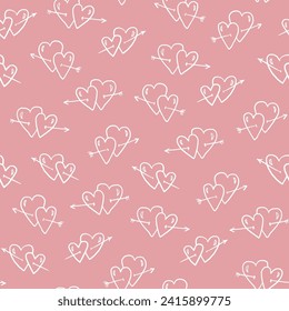 Valentine's day hearts vector seamless pattern.