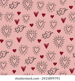 Valentine's day hearts vector seamless pattern.