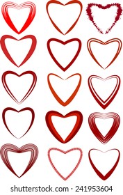 Valentines Day heart-shaped set. Vector illustration.
