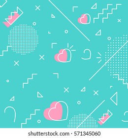Valentine's day hipster pattern with hearts. Vector illustration.