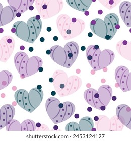  Valentine's day holiday backdrop texture, diversity group design. Seamless pattern. Multicolored hearts.