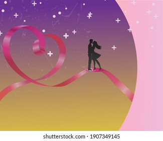 Valentine's day holiday background with Men Women vector illustration.Paper art concept.