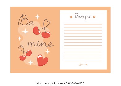 Valentines Day holiday baking recipe template with ingredients and instructions