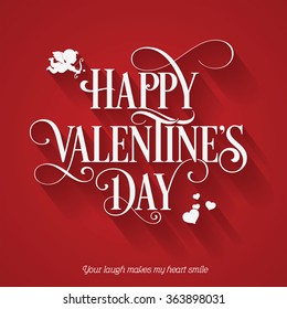 Valentines Day Holiday Card on Red Background