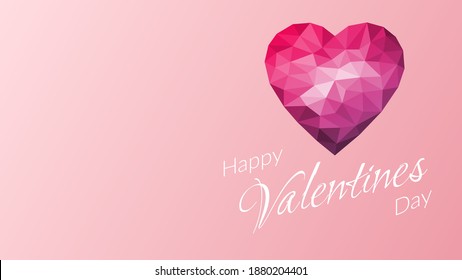 Concepto de fiestas de San Valentín. Ilustración vectorial de un corazón volumétrico en bajo estilo de pólvora. En colores rosa y rojo. Feliz Día de San Valentín. Para postales, saludos en redes sociales, Copyspace.