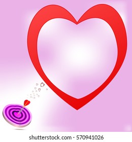 For Valentine's day holiday games darts target depicted as loving heart.