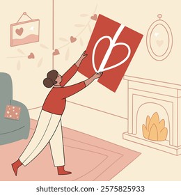 Valentines day holiday getting card with heart