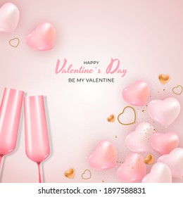 Valentine's Day Holiday Gift Card Background Realistic Design. Template  for advertising, web, social media and fashion ads.  Poster, flyer, greeting card, header for website  Vector Illustration