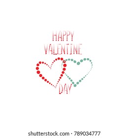 Valentine's day holiday greeting card with love hearts pattern. Romantic date card with  hearts rain background.