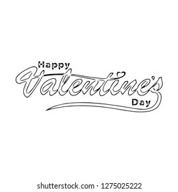 Valentine's Day Holiday Hand Lettering Text Isolated On White Background. Vector Illustration.