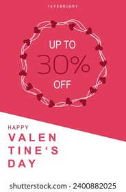 Valentine's Day holidays  template. Special offer template design. Vector illustrations for social media banners and website, sale ads. Vector.