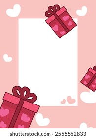 Valentine's Day holidays templates with copy space area. Social media post with gift boxes and hearts. Vector illustration for greeting card, sales promotion, mobile apps, banner design and web ads