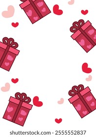 Valentine's Day holidays templates with copy space area. Social media post with gift boxes and hearts. Vector illustration for greeting card, sales promotion, mobile apps, banner design and web ads