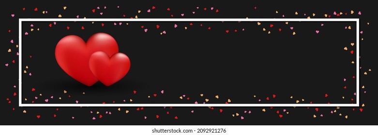 Valentine's Day horizontal banner, greeting card, coupon design vector template