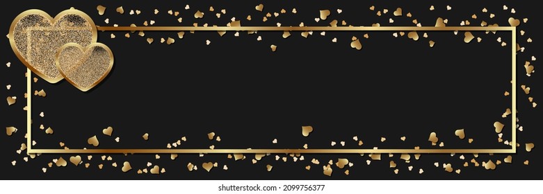 Valentine's Day horizontal banner, greeting card, coupon design vector template