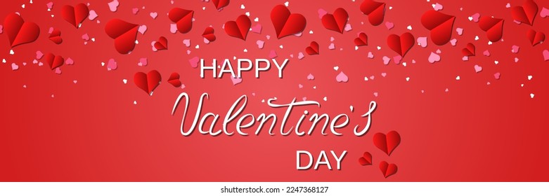 Valentine's Day horizontal banner, greeting card, coupon design vector template