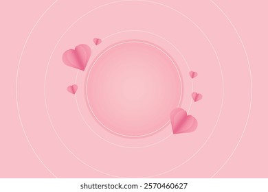 Valentine's Day horizontal banner template in paper style with space for text and can be used for sale sale tag