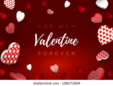 Valentines Day horizontal greeting card. Valentines day design for banners, flyers, newsletters, postcards. Space for text. Vector illustration. Be my Valentine