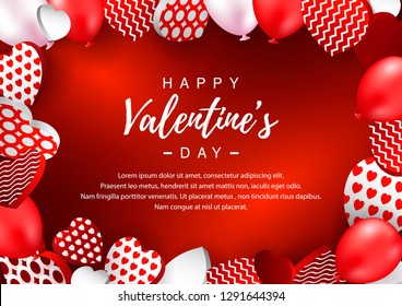 Valentines Day horizontal greeting card. Valentines day design for banners, flyers, newsletters, postcards. Space for text. Vector illustration. Be my Valentine