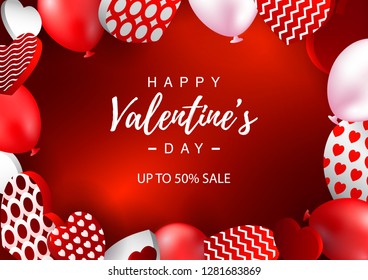 Valentines Day horizontal sale banner. Valentines day design for banners, flyers, newsletters, postcards. Space for text. Vector illustration. Be my Valentine