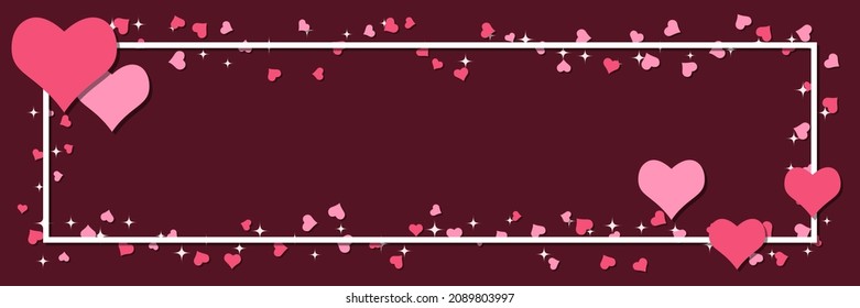 Valentine's Day horizontal vector banner, greeting card, coupon vector template