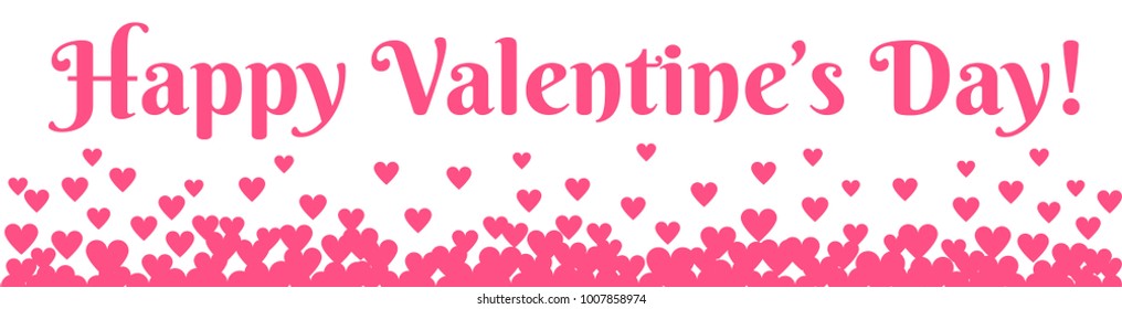 Valentines Day horizontal web banner with hearts border