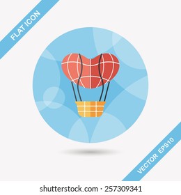 Valentine's Day hot air ballon flat icon with long shadow,eps10